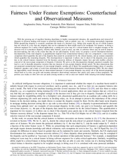 Fairness Under Feature Exemptions: Counterfactual and Observational
  Measures