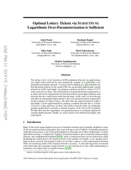 Optimal Lottery Tickets via SubsetSum: Logarithmic Over-Parameterization
  is Sufficient