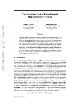 The Statistical Cost of Robust Kernel Hyperparameter Tuning