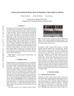 Anomalous Motion Detection on Highway Using Deep Learning