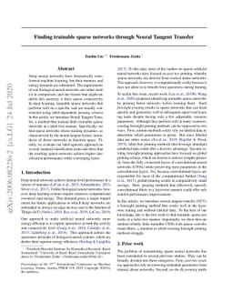 Finding trainable sparse networks through Neural Tangent Transfer
