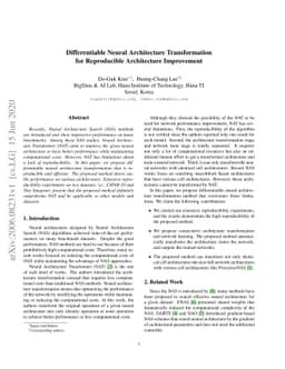Differentiable Neural Architecture Transformation for Reproducible
  Architecture Improvement