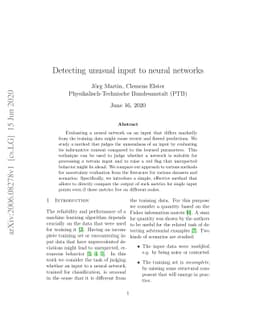 Detecting unusual input to neural networks
