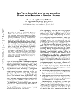 DeepVar: An End-to-End Deep Learning Approach for Genomic Variant
  Recognition in Biomedical Literature