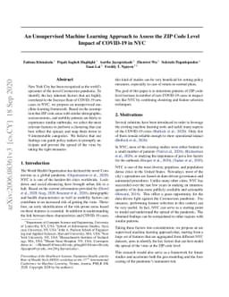 An Unsupervised Machine Learning Approach to Assess the ZIP Code Level
  Impact of COVID-19 in NYC