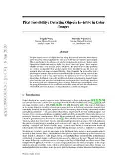 Pixel Invisibility: Detecting Objects Invisible in Color Images