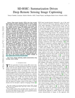 SD-RSIC: Summarization Driven Deep Remote Sensing Image Captioning