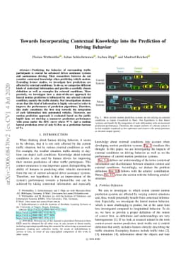 Towards Incorporating Contextual Knowledge into the Prediction of
  Driving Behavior