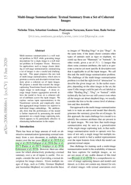 Multi-Image Summarization: Textual Summary from a Set of Cohesive Images