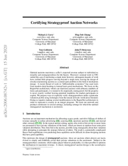 Certifying Strategyproof Auction Networks
