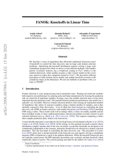 FANOK: Knockoffs in Linear Time