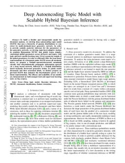 Deep Autoencoding Topic Model with Scalable Hybrid Bayesian Inference