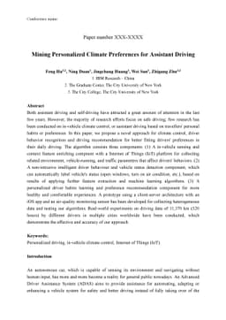 Mining Personalized Climate Preferences for Assistant Driving