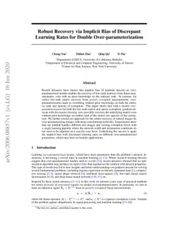 Robust Recovery via Implicit Bias of Discrepant Learning Rates for
  Double Over-parameterization
