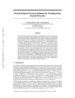 Practical Quasi-Newton Methods for Training Deep Neural Networks