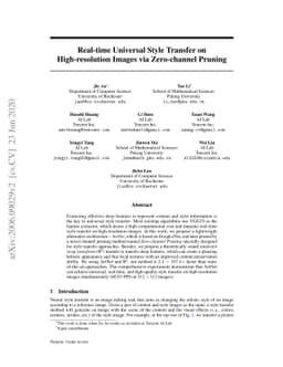 Real-time Universal Style Transfer on High-resolution Images via
  Zero-channel Pruning