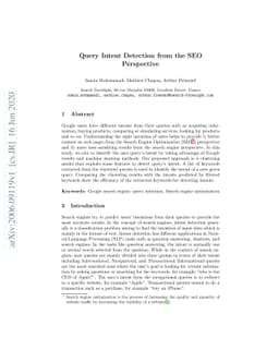 Query Intent Detection from the SEO Perspective