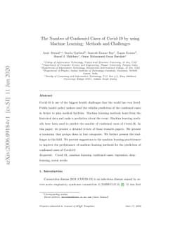 The Number of Confirmed Cases of Covid-19 by using Machine Learning:
  Methods and Challenges