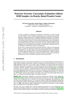 Posterior Network: Uncertainty Estimation without OOD Samples via
  Density-Based Pseudo-Counts