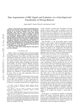 Data Augmentation of IMU Signals and Evaluation via a Semi-Supervised
  Classification of Driving Behavior