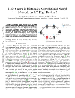 How Secure is Distributed Convolutional Neural Network on IoT Edge
  Devices?