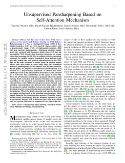 Unsupervised Pansharpening Based on Self-Attention Mechanism