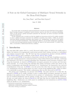 A Note on the Global Convergence of Multilayer Neural Networks in the
  Mean Field Regime
