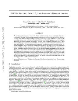 SPEED: Secure, PrivatE, and Efficient Deep learning