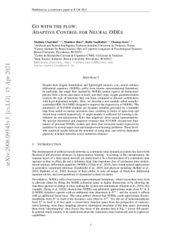 Go with the Flow: Adaptive Control for Neural ODEs