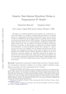 Adaptive, Rate-Optimal Hypothesis Testing in Nonparametric IV Models