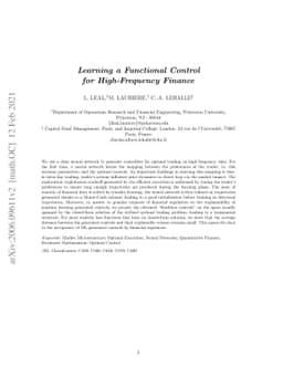 Learning a functional control for high-frequency finance