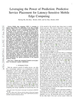 Leveraging the Power of Prediction: Predictive Service Placement for
  Latency-Sensitive Mobile Edge Computing
