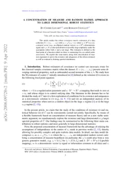 A Concentration of Measure and Random Matrix Approach to Large
  Dimensional Robust Statistics