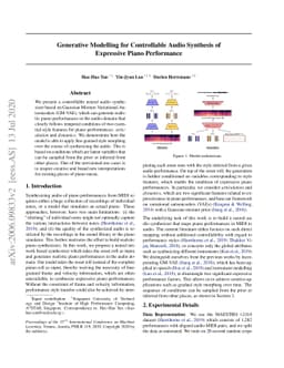 Generative Modelling for Controllable Audio Synthesis of Expressive
  Piano Performance