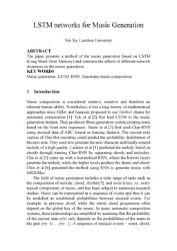 LSTM Networks for Music Generation
