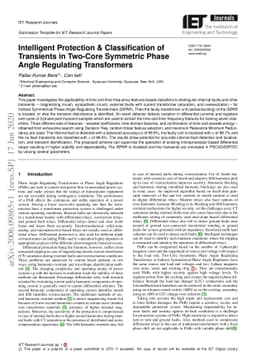 Intelligent Protection & Classification of Transients in Two-Core
  Symmetric Phase Angle Regulating Transformers