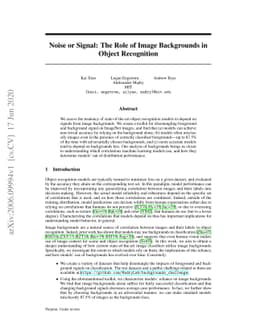 Noise or Signal: The Role of Image Backgrounds in Object Recognition