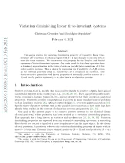 Variation diminishing linear time-invariant systems