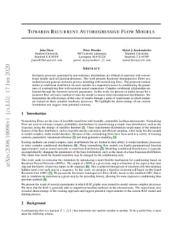 Towards Recurrent Autoregressive Flow Models