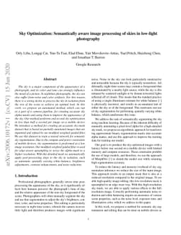 Sky Optimization: Semantically aware image processing of skies in
  low-light photography
