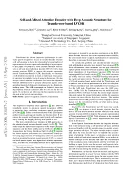 Self-and-Mixed Attention Decoder with Deep Acoustic Structure for
  Transformer-based LVCSR