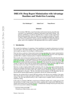 DREAM: Deep Regret minimization with Advantage baselines and Model-free
  learning