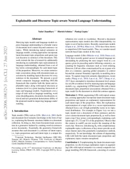 Explainable and Discourse Topic-aware Neural Language Understanding
