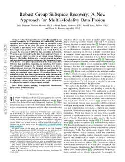 Robust Group Subspace Recovery: A New Approach for Multi-Modality Data
  Fusion