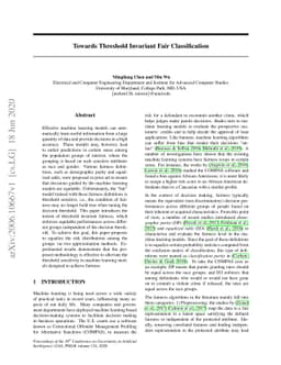 Towards Threshold Invariant Fair Classification