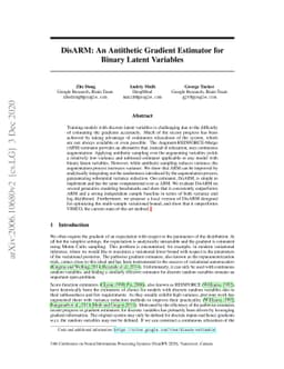 DisARM: An Antithetic Gradient Estimator for Binary Latent Variables