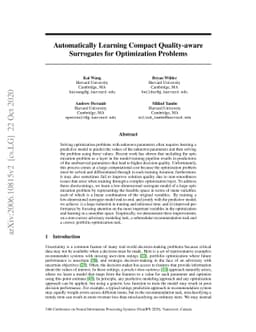 Automatically Learning Compact Quality-aware Surrogates for Optimization
  Problems