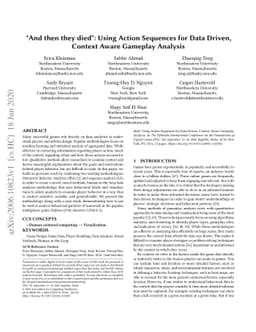 "And then they died": Using Action Sequences for Data Driven,Context
  Aware Gameplay Analysis