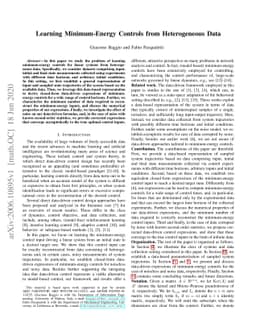 Learning Minimum-Energy Controls from Heterogeneous Data