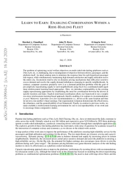 Learn to Earn: Enabling Coordination within a Ride Hailing Fleet